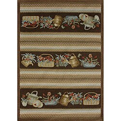 Hand-hooked Country Brown Rug (3'6 x 5'6)