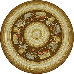 Hand-hooked Country Brown Rug (7'10 Round)