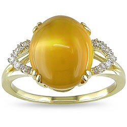 10K Yellow Gold 4 3/4 ct Citrine and Diamond Accent Ring (H-I, I2-I3)