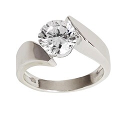 Nexte Silvertone Floating Round Cubic Zirconia Solitaire Ring