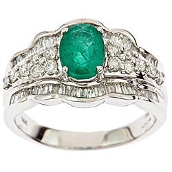 Dyach 14k White Gold Emerald and 2/5ct TDW Diamond Ring (I-J, I1-I2)