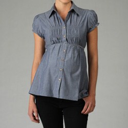 Oh! Mamma Women's Maternity Smocked Chambray Top