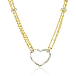 18k Gold over Silver Diamond Accent Heart Necklace