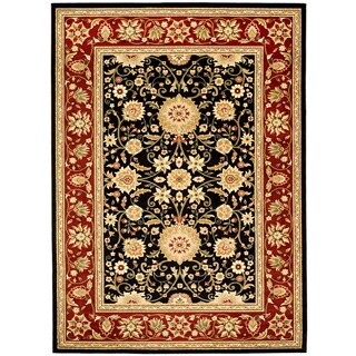 Lyndhurst Collection Majestic Black/ Red Rug (4' x 6')