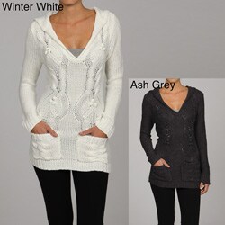 Razzle Dazzle Women's Long Hoodie Front Cable Knit Tunic Sweater | Overstock.com