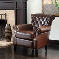 Franklin Brown Tufted Bonded Leather Club Chair