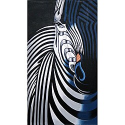 Oil on Canvas Black and White Zebra Painting (Indonesia)