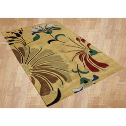 Alliyah Handmade Metro Flower Cornstalk New Zealand Blend Wool Rug (8' x 10')