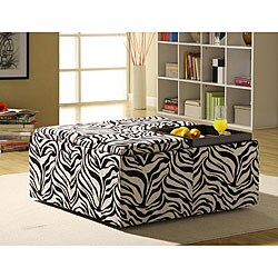 Decor Zebra Print Cocktail Storage Ottoman with Trays