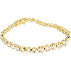14k Gold Overlay Graduated Clear Cubic Zirconia Tennis Bracelet