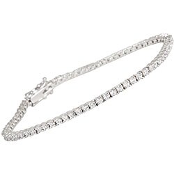 Silvertone Clear Cubic Zirconia Micro Tennis Bracelet