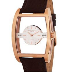 Akribos XXIV Men's Diamond Swiss Quartz Floating Rose Strap Watch