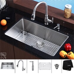 Kraus Stainless Steel Undermount Kitchen Sink/ Faucet/ Soap Dispenser