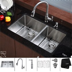 Kraus Stainless Steel Undermount Kitchen Sink/ Faucet/ Soap Dispenser