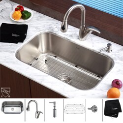 Kraus Stainless Steel Undermount Kitchen Sink/ Faucet/ Soap Dispenser