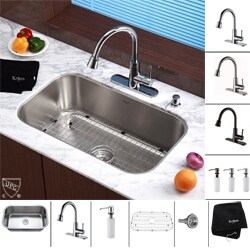 Kraus Stainless Steel Undermount Kitchen Sink/ Faucet/ Soap Dispenser