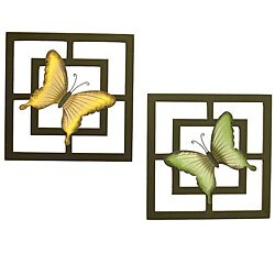 Decorative Metal Butterfly Wall Frames (Set of 2)