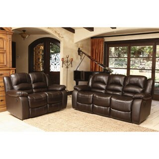Buy  Abbyson Living Brownstone Premium Top-grain Leather Reclining Sofa and Loveseat Set
