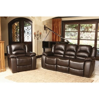 Great Prices Abbyson Living Brownstone Premium Top-grain Leather Reclining Sofa and Armchair Set