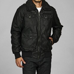 Steve Madden Men's Faux Leather Sherpa Collar Jacket - Overstock ...