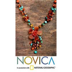 Agate and Carnelian 'Summer Flower' Necklace (Thailand)