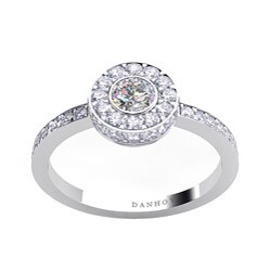 Danhov Platinum Cubic Zirconia and 5/8ct TDW Diamond Engagement Ring (G, VS2)