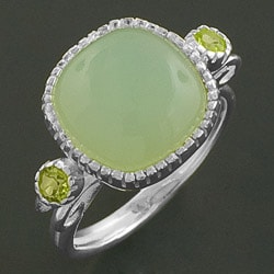 Sterling Silver Chrysophase and Peridot Ring (India)