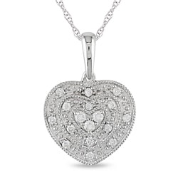 10k White Gold 1/8ct TDW Diamond Heart Necklace (H-I, I2-I3)
