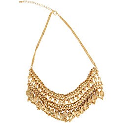 14k Yellow Gold Overlay Marmara Satin Finish Bib Necklace