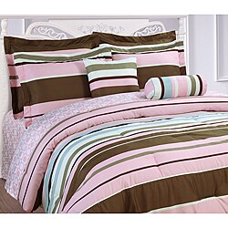 Microfiber Pink Stripe 3-piece Duvet Cover Set