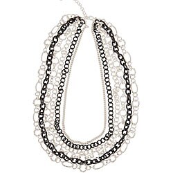 Brass Silvertone Six Row Multiplicity Necklace