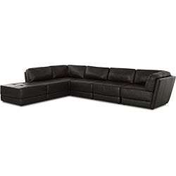 Genera Bonded Black Leather 6-Piece Living Room Set
