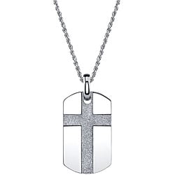 Stainless Steel Men's Cross Dog Tag Necklace