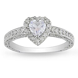 Miadora Silver Created Sapphire and 1/6ct TDW Diamond Ring (H-I, I3)