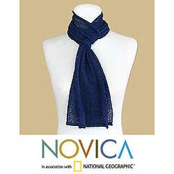 Alpaca Wool 'Royal Blue' Scarf (Peru)