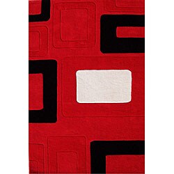 Alliyah Handmade Red New Zealand Blend Wool Rug (5' x 8')