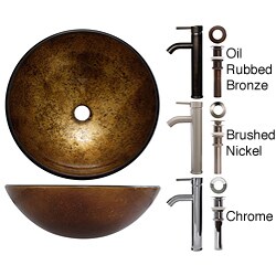 Geyser Golden Marble Glass Vessel Bathroom Sink and Faucet