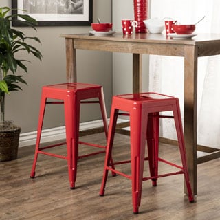 Tabouret 24-inch Red Metal Counter Stools (Set of 2)