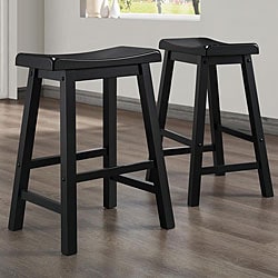 ETHAN HOME Salvador Saddle Back 24-inch Stool in Black Sand-Through (Set of 2)