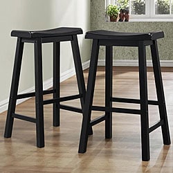 ETHAN HOME Salvador Saddle Back 29-inch Stool in Black Sand-Through (Set of 2)