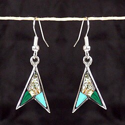 Silver Turquoise and Abalone Arrow Earrings (Mexico)