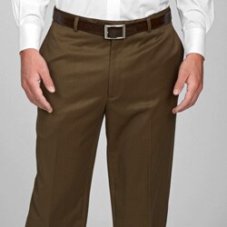 Austin Reed Men's Brown Flat-front Gabardine Trousers