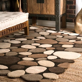 Alexa Hand-carved Stones and Pebbles Wool Rug (3'6 x 5'6)