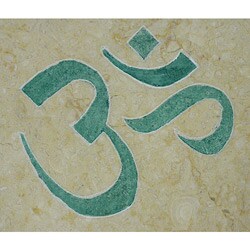 Hand-carved Stone Tile 'Om' Yoga and Meditation Inspirational Art
