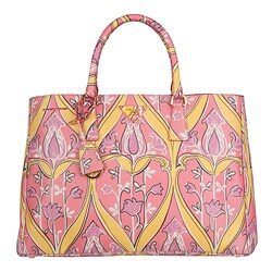 Prada Saffiano Floral Print Leather Tote