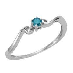 10k White Gold 1/10ct TDW Blue Diamond Promise Ring