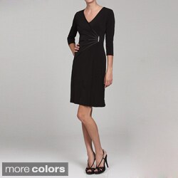 Connected Apparel Women's Starburst Faux-wrap Dress