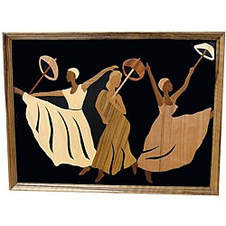 See Reviews Wood Overlay 'The Joyful Dance' Wall Art (Ghana)