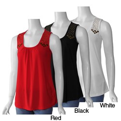 S Max by Adi Women's Scoop Neck Studded Tank Top