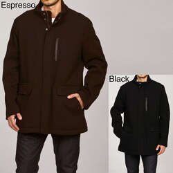 Cole Haan Men's Wool Blend Leather Trim Coat